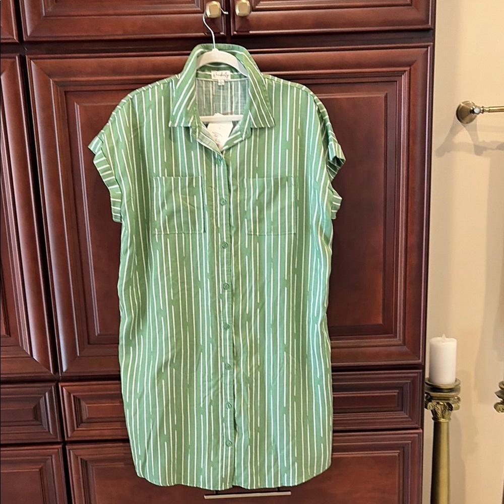 Green Striped Men's Shirt